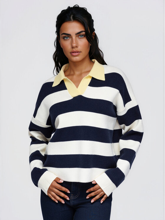 Ombre Ombre Svetr OW-SW-E0045 Tmavomodrá Relaxed Fit