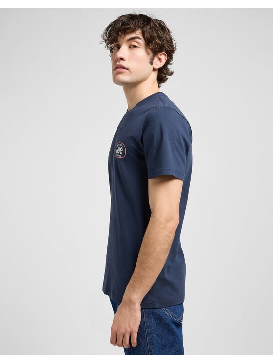 Lee Lee T-Shirt Regular Small Logo Tee Niebieski Regular Fit