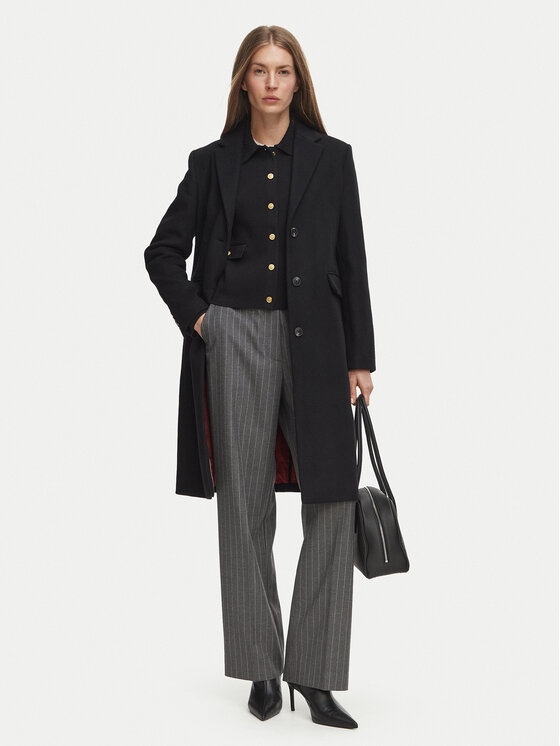 Tommy Hilfiger Tommy Hilfiger Vlněný kabát Classic WW0WW51106 Černá Regular Fit