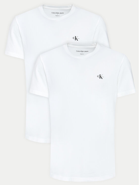 Calvin Klein Jeans 2-dielna súprava tričiek Monologo J30J320199 Biela Regular Fit