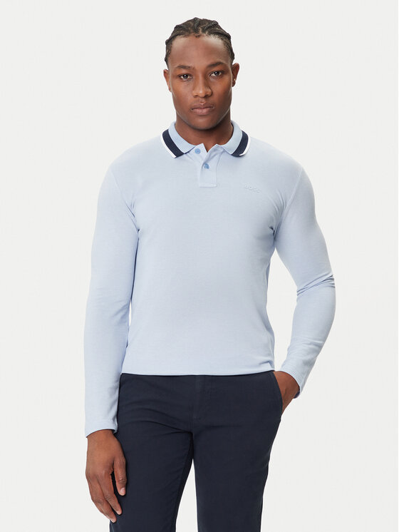 BOSS BOSS Polo Peoxfordlong_1 50544845 Błękitny Regular Fit