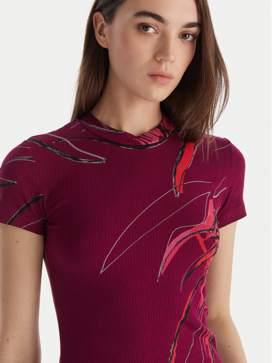 Desigual Desigual T-Shirt Lala 25WWTK16 Μπορντό Regular Fit