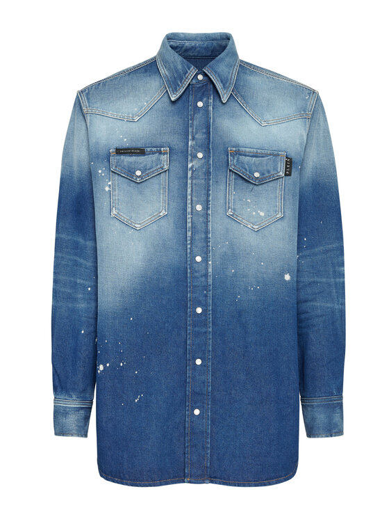 PHILIPP PLEIN PHILIPP PLEIN Koszula jeansowa 26853 Niebieski Regular Fit