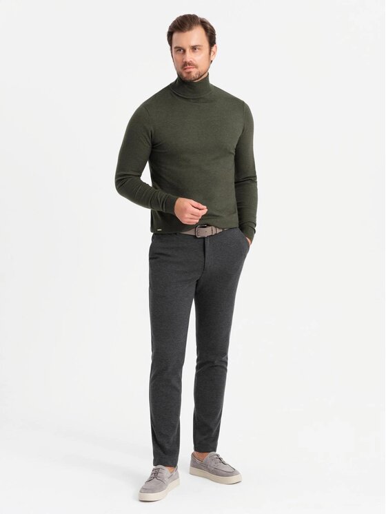 Ombre Ombre Sweter OM-SWTN-0127 Zielony Regular Fit