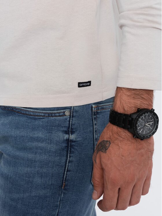 Ombre Ombre Longsleeve OM-LSCL-0107 Szary Fitting Fit