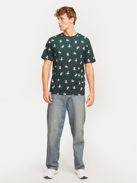 Jack & Jones Jack & Jones T-Shirt Xmas Merry 12265399 Zielony Standard Fit