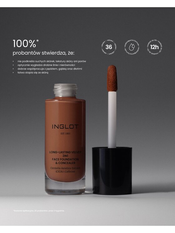 INGLOT INGLOT i korektor 2w1 Long-Lasting Velvet Podkład 726 Deep Warm