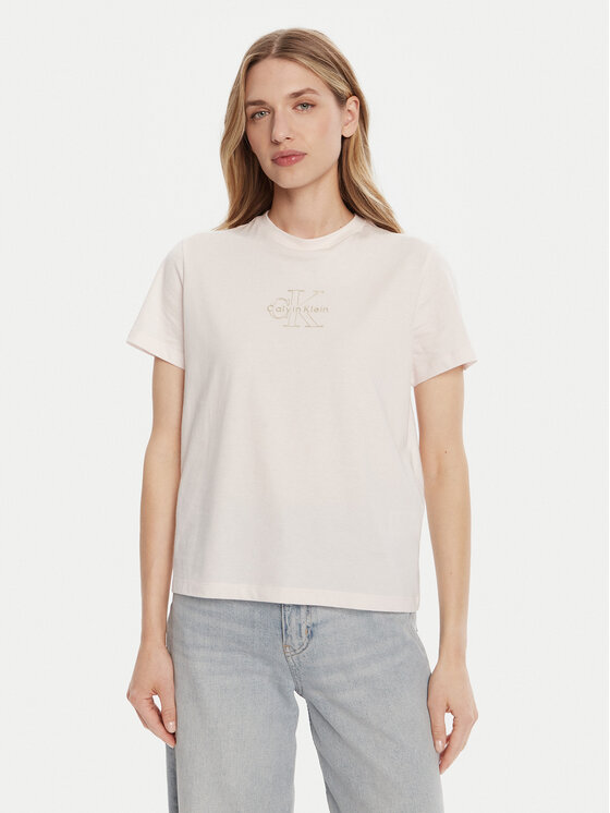 Calvin Klein Jeans Calvin Klein Jeans Тишърт Classic Monologo LV047D873G Розов Regular Fit