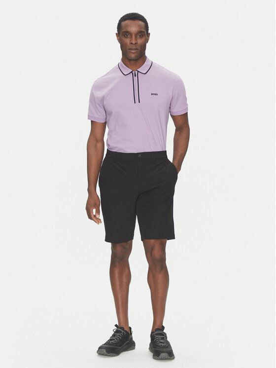 BOSS BOSS Тениска с яка и копчета Philix Tape 50537489 Розов Regular Fit