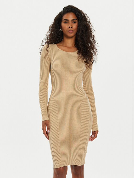 Guess Guess Trikotažinė suknelė Vanessa W4BK24 Z3I22 Smėlio Regular Fit