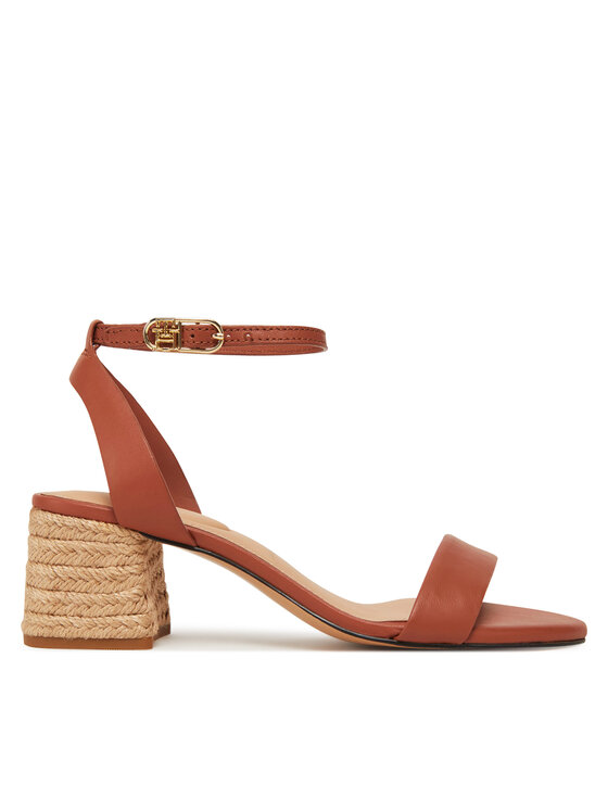 Tommy Hilfiger Damskie Espadryle, rozmiar 38, Brązowe, Leather Ankle Strap Espad Sandal FW0FW08533