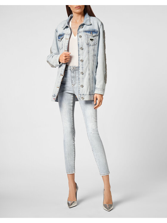 PHILIPP PLEIN PHILIPP PLEIN Jeansová bunda 2891 Světle modrá Regular Fit