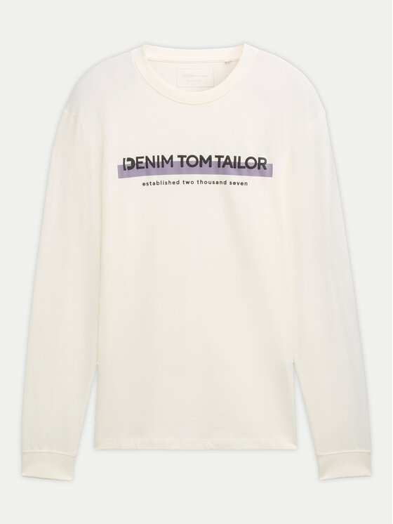 Tom Tailor Denim Tom Tailor Denim Longsleeve 1043888 Biały Regular Fit