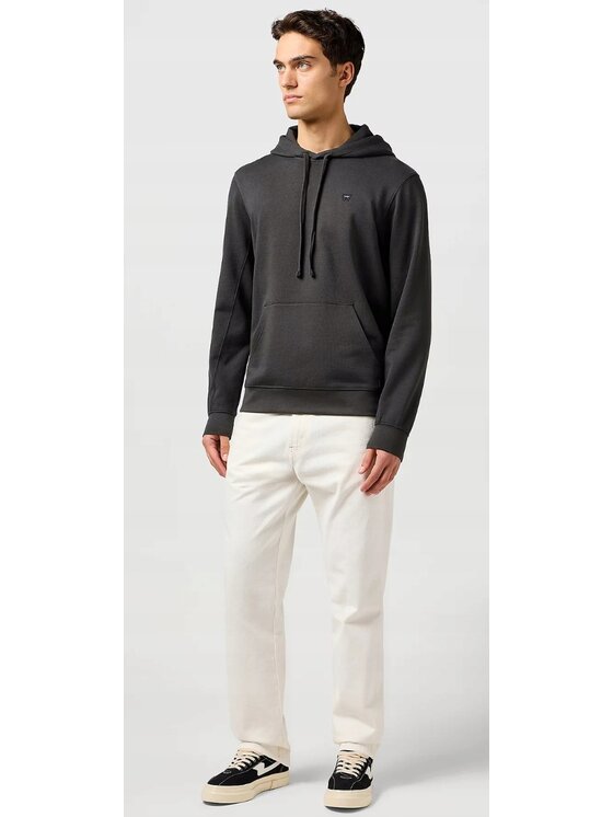 Wrangler Wrangler Bluza Sign Off Hoodie Czarny Hoodie Fit