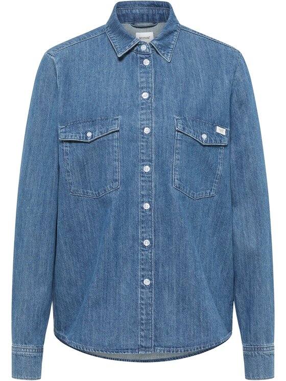 Mustang Mustang Koszula Style Sedana Basic Shirt Niebieski Regular Fit