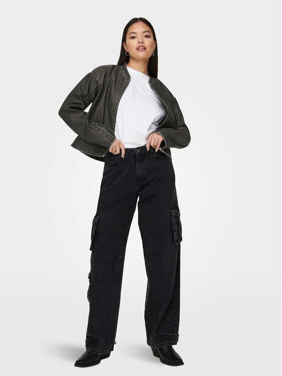 ONLY ONLY Яке от имитация на кожа Mindy 15317180 Черен Regular Fit