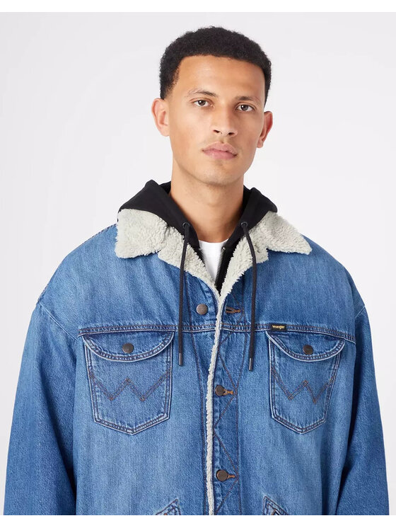 Wrangler Wrangler Giacca di jeans OVERSIZED SHERPA Blu Loose Fit