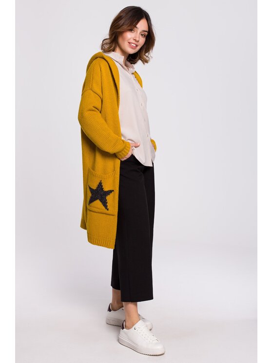 BeWear BeWear Kardigan bk063 Żółty Baggy Fit
