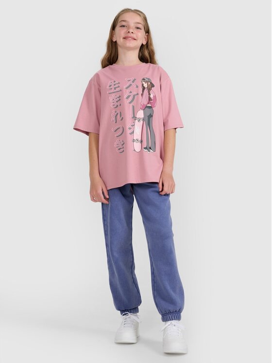 4F 4F T-Shirt BLUE VACATION Różowy Oversize
