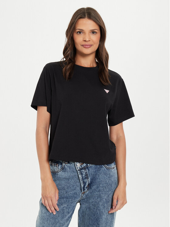 Guess Jeans Guess Jeans Tricou W4YI05 K8HM0 Negru Boxy Fit