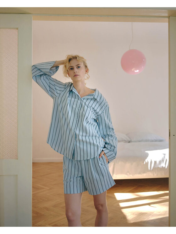 Noo.ma Noo.ma Szorty piżamowe Tala Pyjama Shorts Niebieski jasny Regular Fit