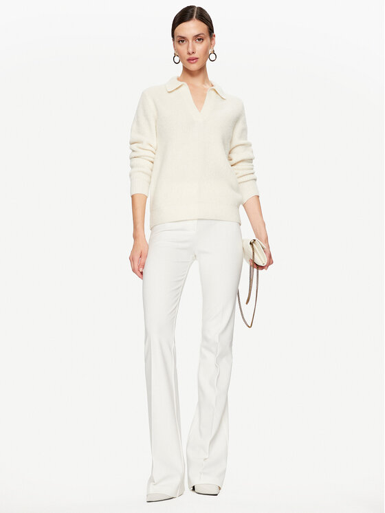 PINKO Pinko Kalhoty z materiálu 100054 A15M Bílá Wide Leg
