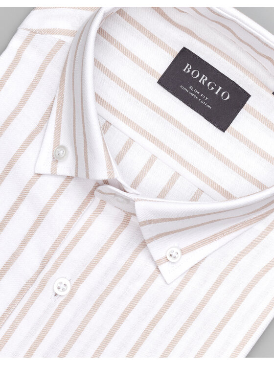 Borgio Borgio Koszula passa 00543 Biały Slim Fit