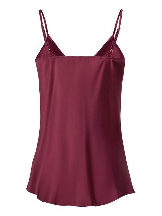 Cat&Cat Cat&Cat Top jedwabny z dekoltem woda Bordowy Regular Fit