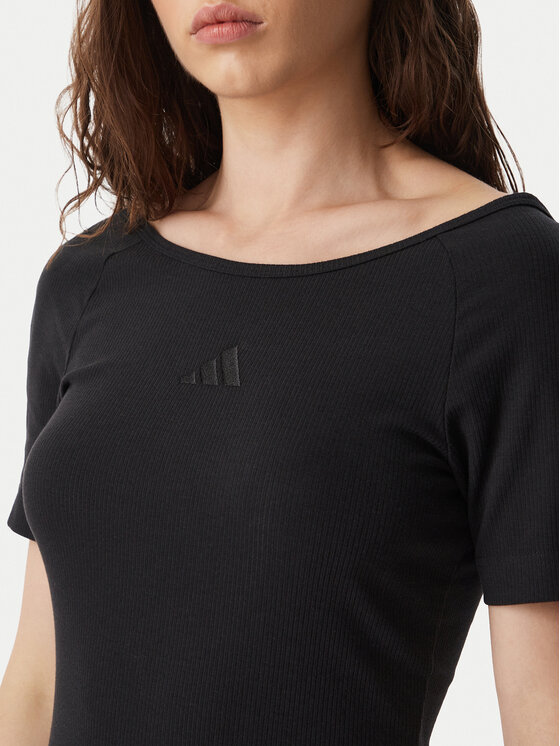 adidas adidas Φόρεμα καθημερινό Adidas Kit Small Logo Rib Dress KF2434 Μαύρο Slim Fit
