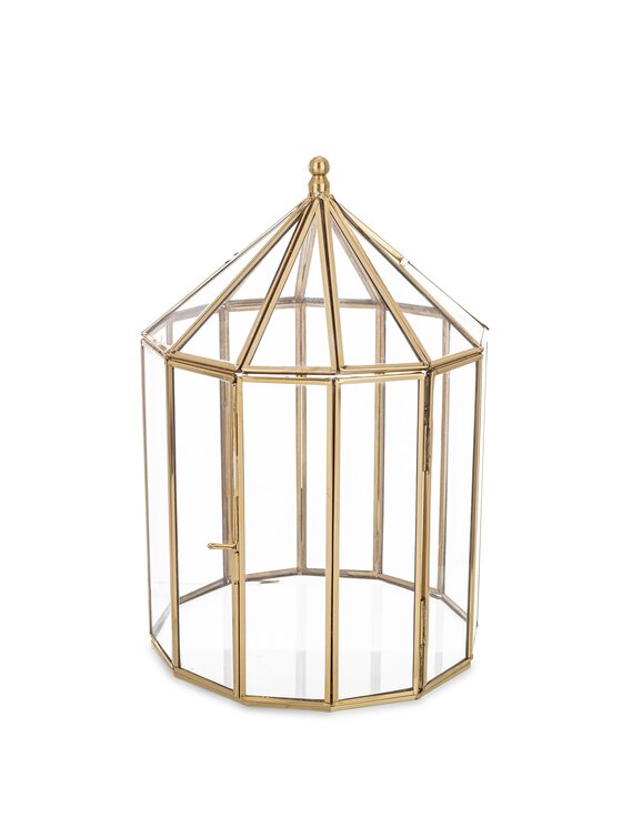 Lampion MIAhome, metalowy złoty ze szkłem 37 cm
