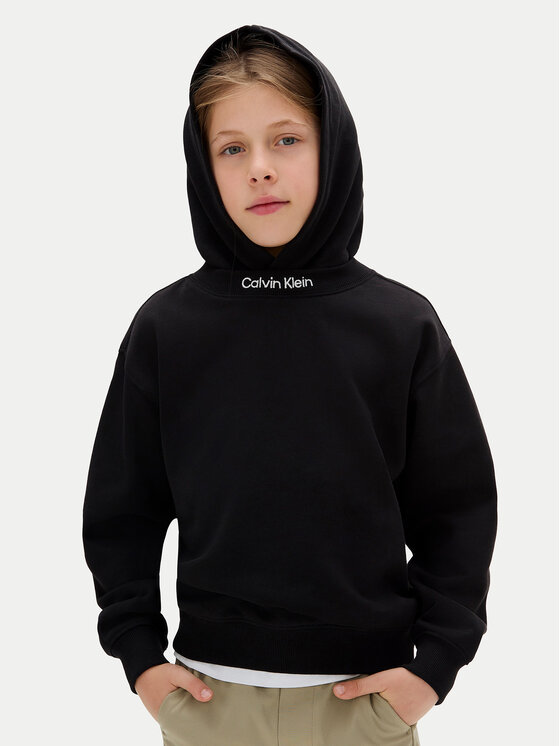 Calvin Klein Jeans Calvin Klein Jeans Pulóver Embro Logo IB0IB02525 D Fekete Relaxed Fit