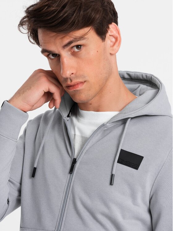 Ombre Ombre Mikina OM-SSZP-0140 Šedá Regular Fit