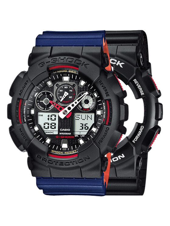 Casio Casio Zegarek SET GA-100-1A4ER + BEZEL 10358741 + PASEK 10527467 Niebieski