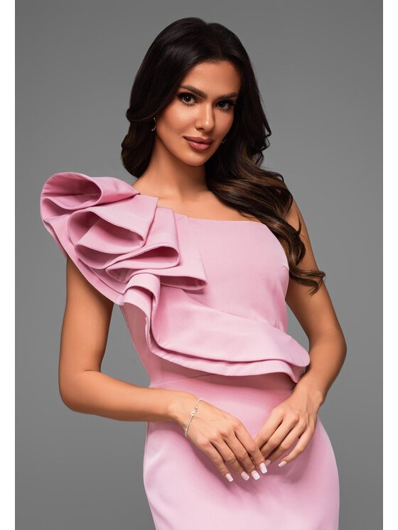 Ombre Ombre Sukienka koktajlowa LA-OM-DLR076 Różowy Regular Fit