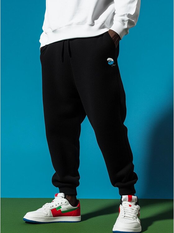 Smerfy Smerfy Spodnie dresowe Spodnie Dresowe Męskie Czarne Smerfy Maruda XL Czarny Regular Fit