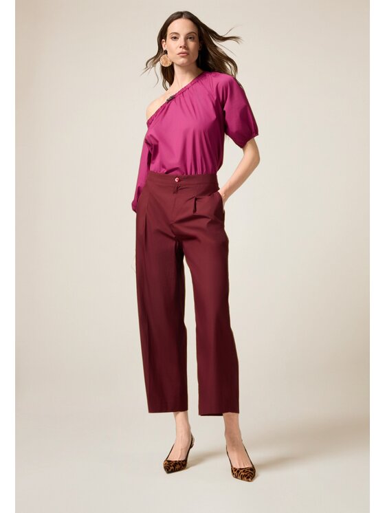 Oltre Oltre Pantaloni di tessuto P085R108719N036 Bordeaux Baggy Fit