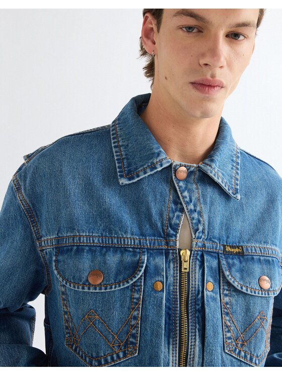 Wrangler Wrangler Kurtka jeansowa SUPER JEANS JACKET Niebieski Regular Fit
