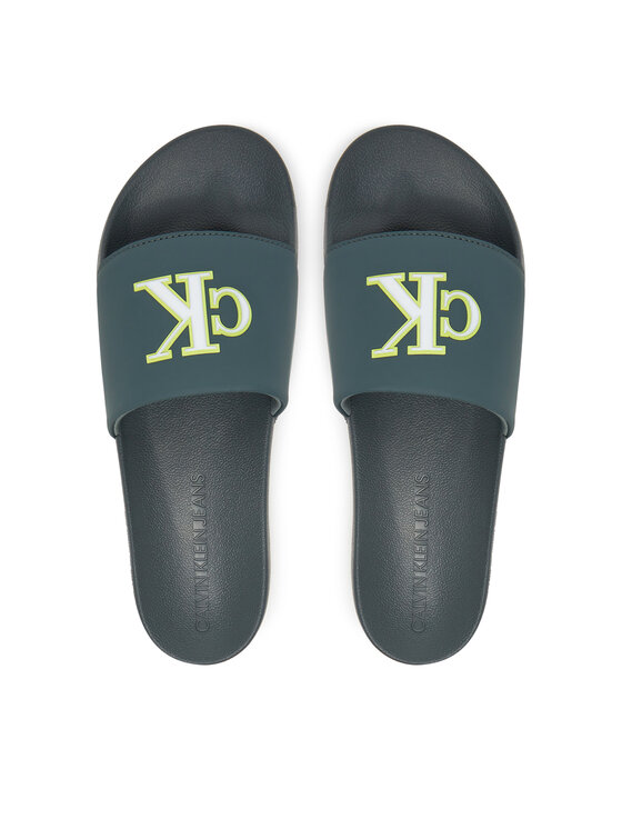 Calvin Klein Jeans Calvin Klein Jeans Klapki Slide Jelly Mono Pu YM0YM01281 Zielony