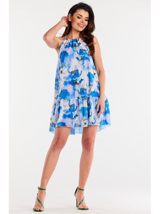 Awama Awama Sukienka letnia A499 Niebieski Basic Fit