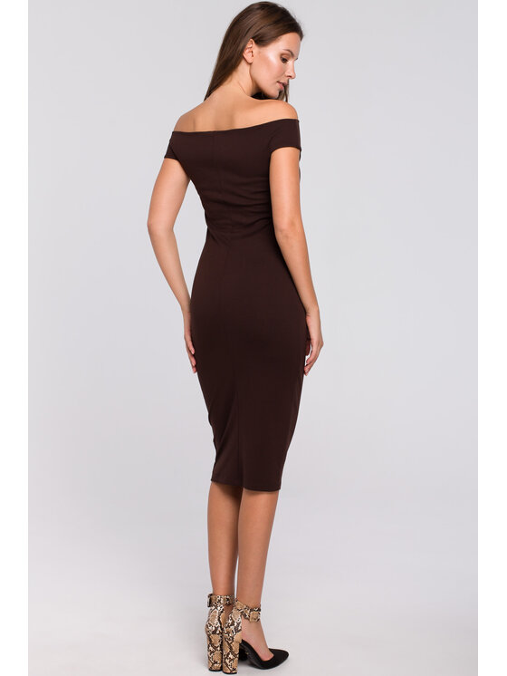 Makover Makover Vestito di maglia K001 Marrone Regular Fit