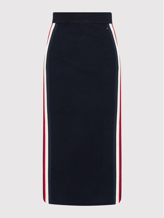 Tommy Hilfiger Tommy Hilfiger Пола тип молив Global Stripe WW0WW31117 Тъмносин Fitted Fit