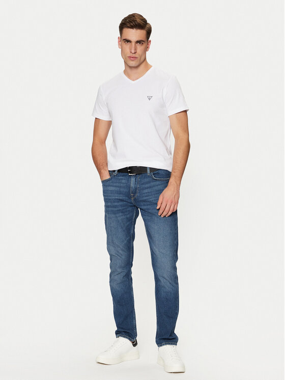 Guess Guess T-krekls Caleb U97M01 KCD31 Balts Slim Fit