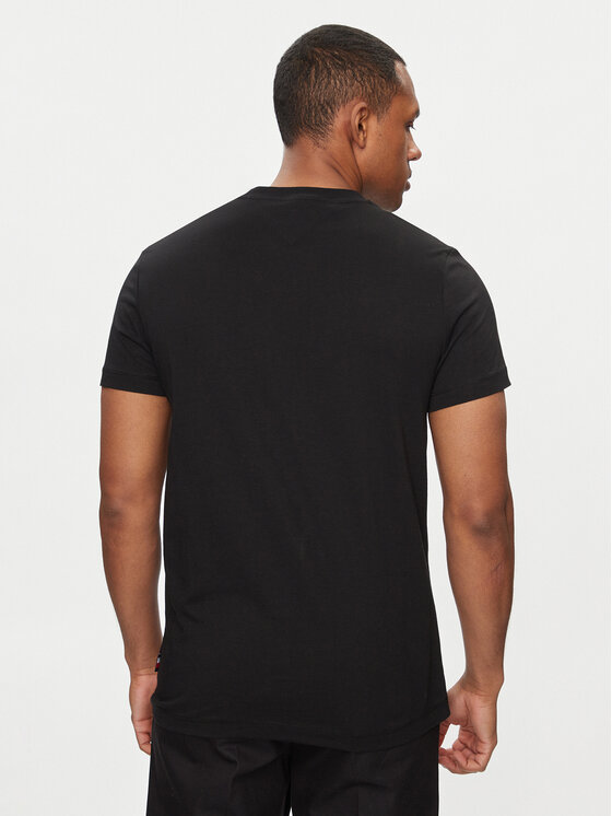 Tommy Hilfiger Tommy Hilfiger Marškinėliai Stripe Chest MW0MW34428 Juoda Slim Fit