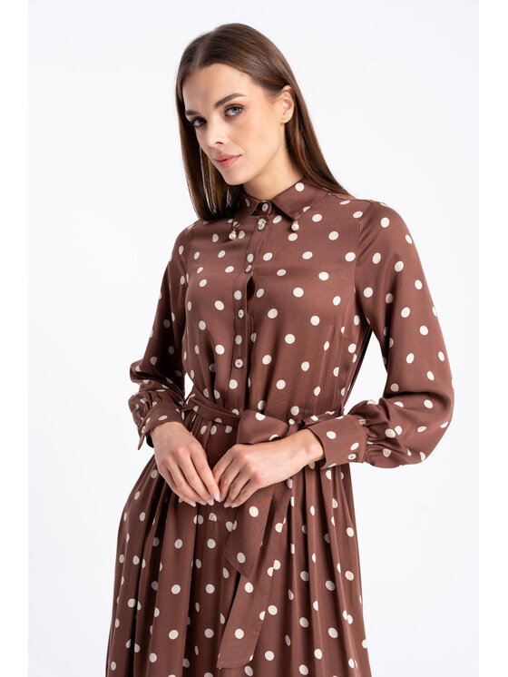 CLICK CLICK Každodenní šaty 60-6163 Hnědá Regular Fit