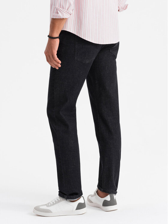 Ombre Ombre Jeansy OM-PADP-0152 Czarny Regular Fit