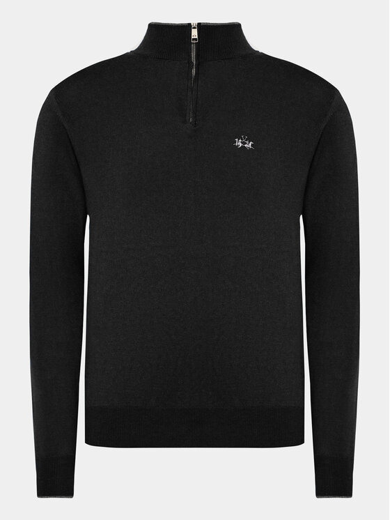 La Martina Pulover WMS003 YW091 Negru Regular Fit