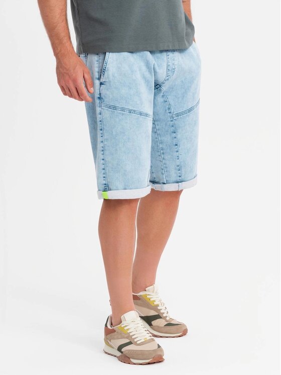 Ombre Ombre Szorty jeansowe OM-SRDS-0135 Niebieski Regular Fit