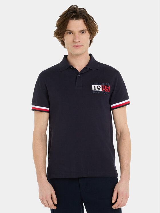 Tommy Hilfiger Polo New York Flag MW0MW33274 Granatowy Slim Fit | Modivo.pl