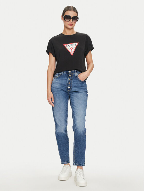 Guess Jeans Guess Jeans T-Shirt W4YI73 K8HM0 Černá Regular Fit