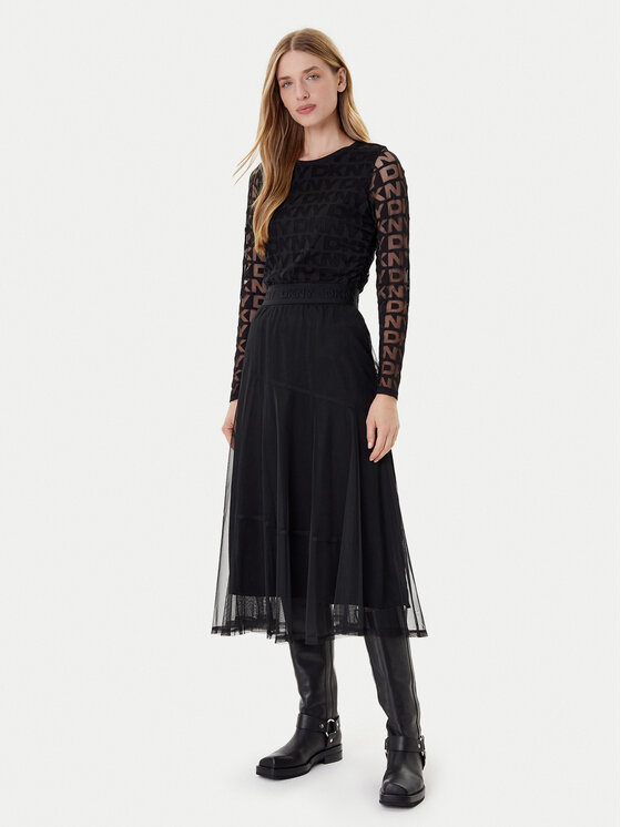 DKNY DKNY Midi szoknya P5GG7CMD Fekete Regular Fit